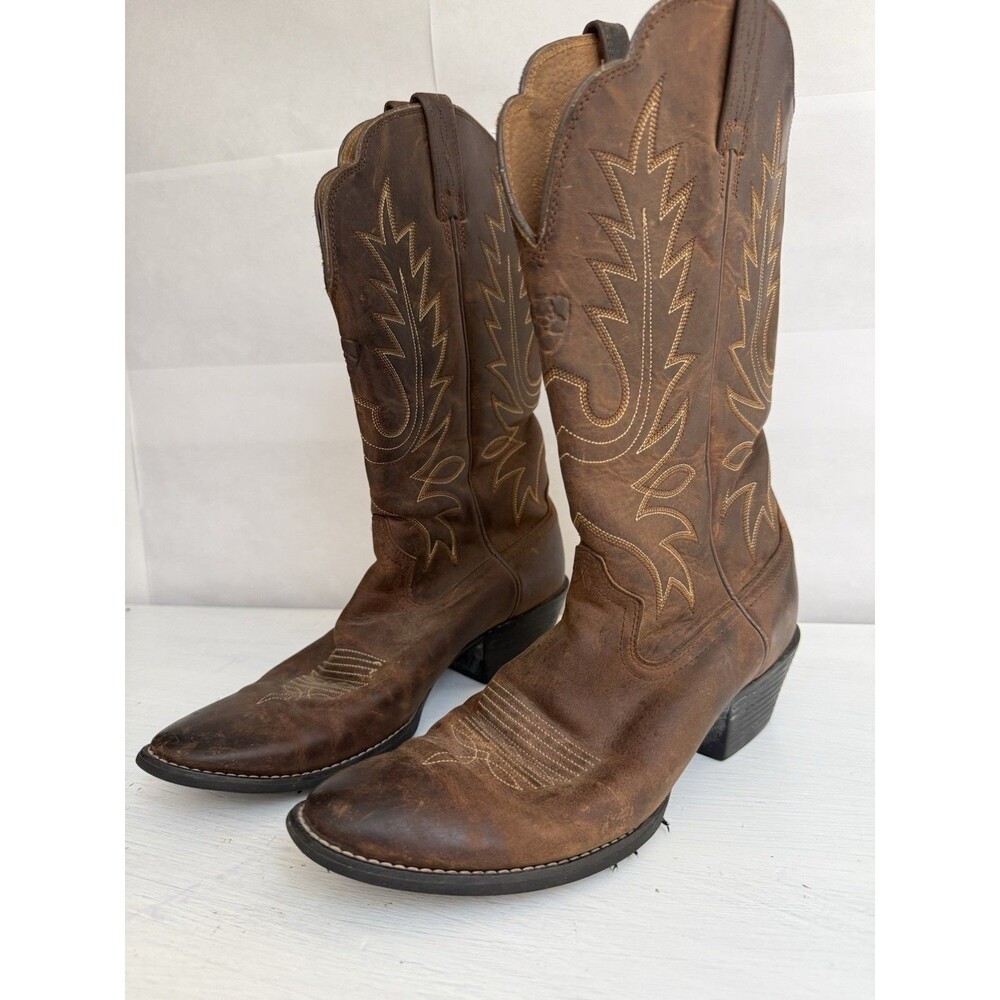 Ariat Heritage R Toe Western Cowboy Boots Women’s 8.5B Distressed Brown Leather